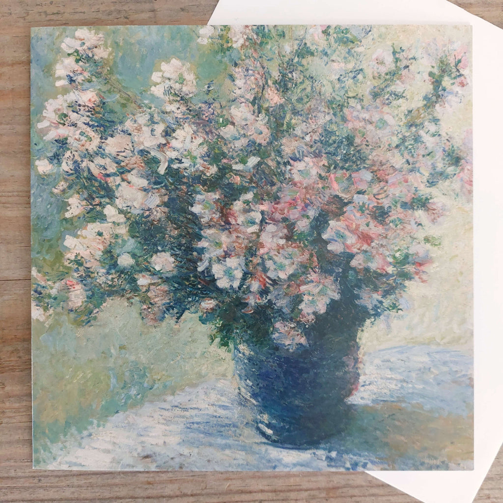 Vase of Flowers - Vintage Greeting Card by Claude Monet