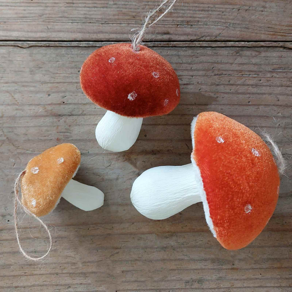 Hanging Velvet Toadstool Decoration