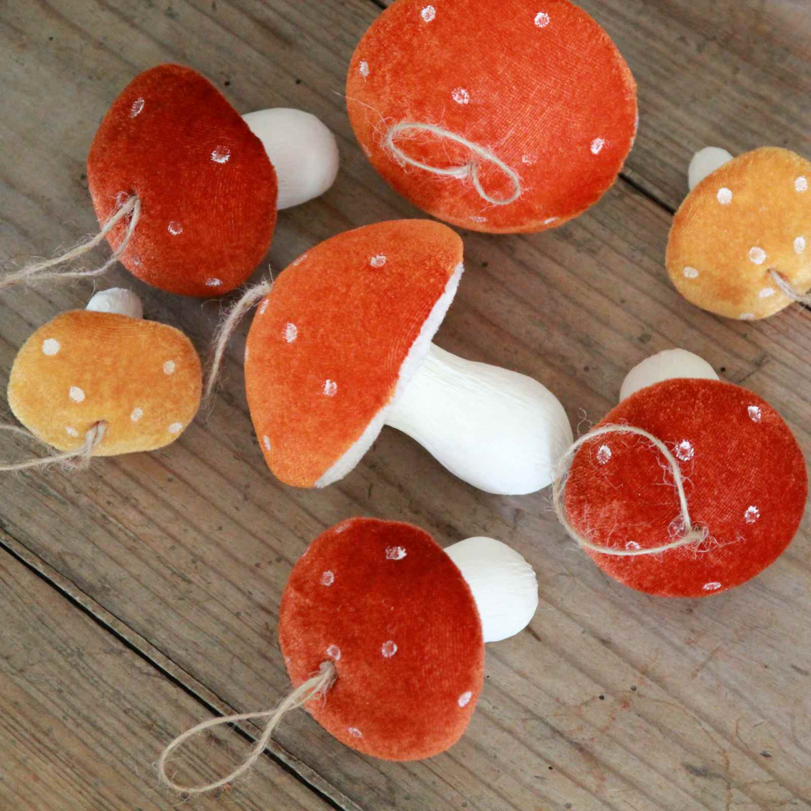 Hanging Velvet Toadstool Decoration