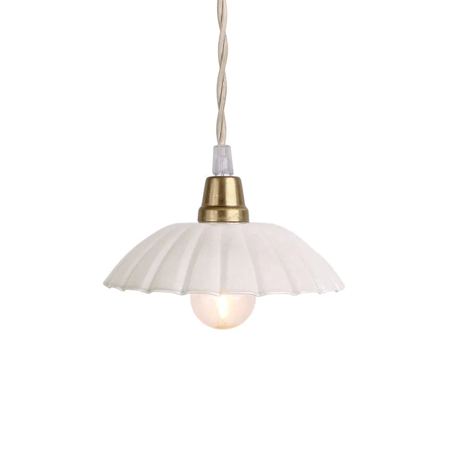 White Enamel Scallop Pendant Light - Small