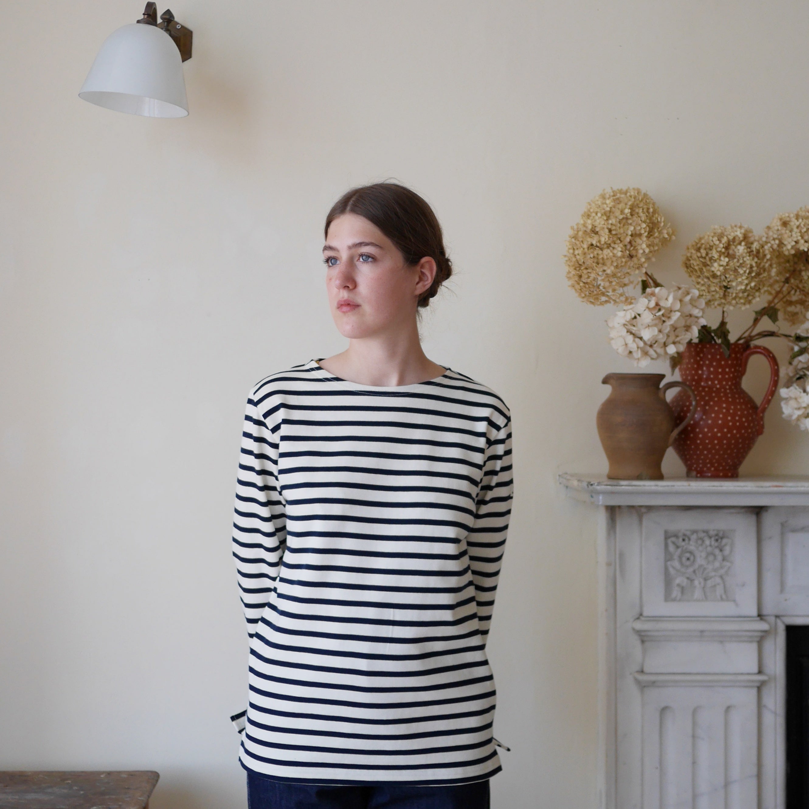 Breton top by Mousqueton in cream and navy stripes