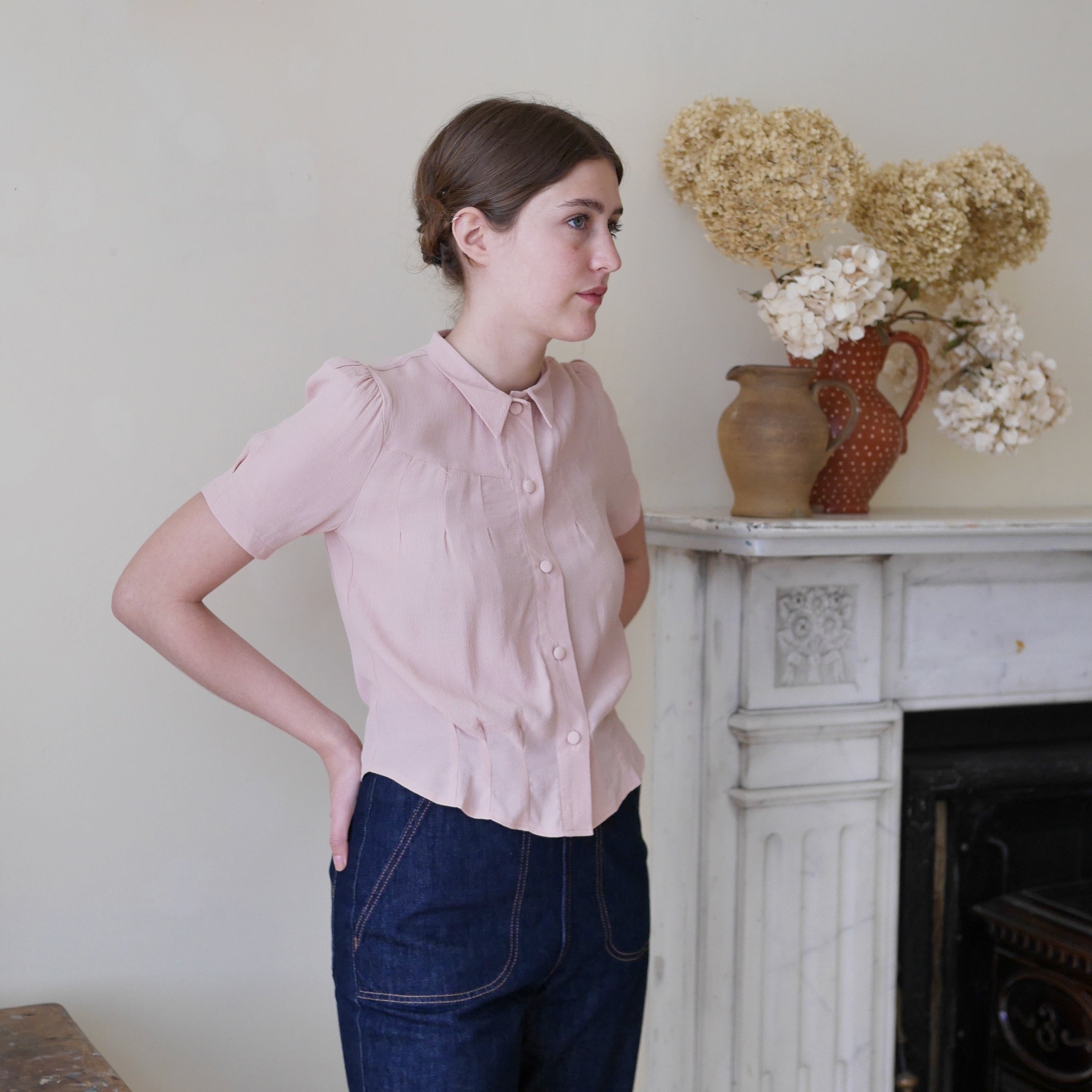 1930's Vintage Blouse - Blush Pink