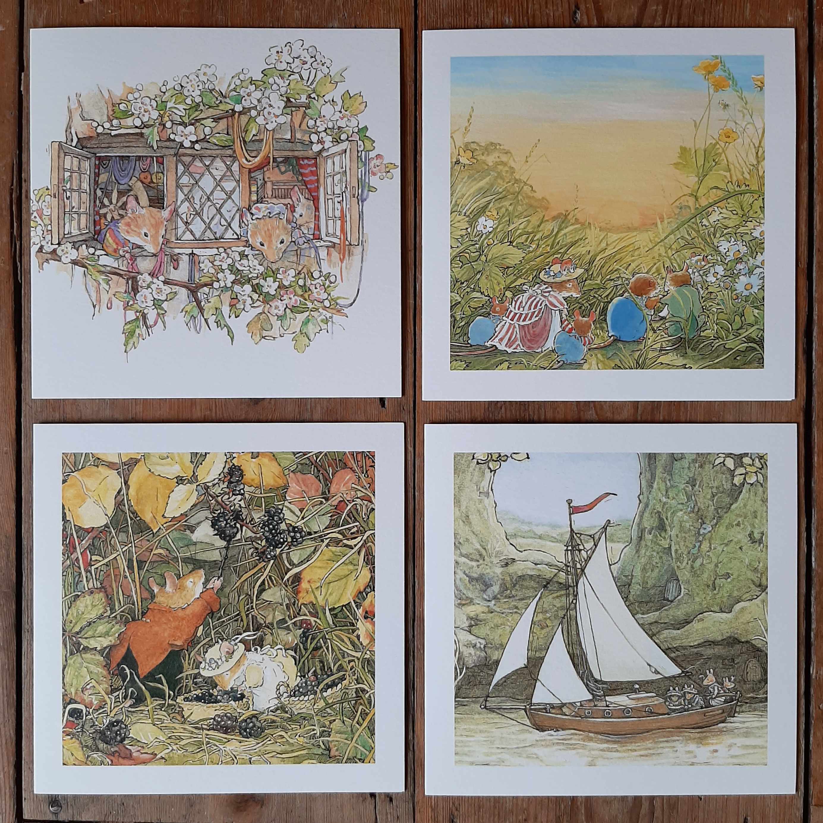 Vintage card Brambly Hedge Blackberry Picking series