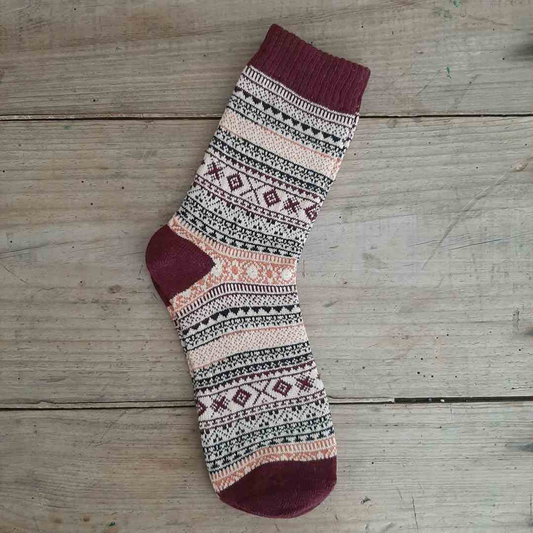 Women's socks, Bordeaux fair isle socks