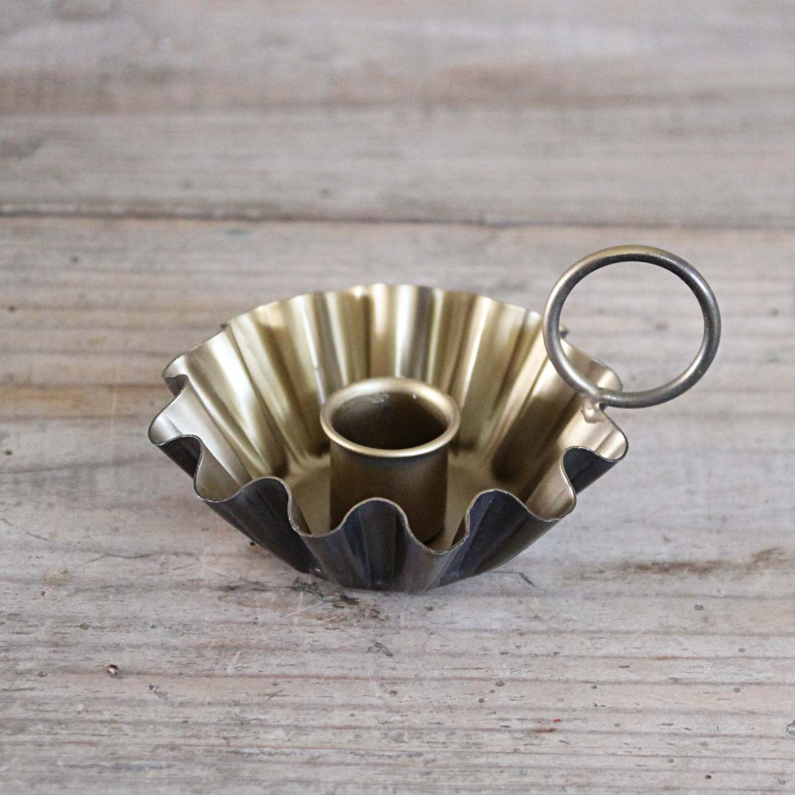 Antique Brass Candle Holder - Fluted