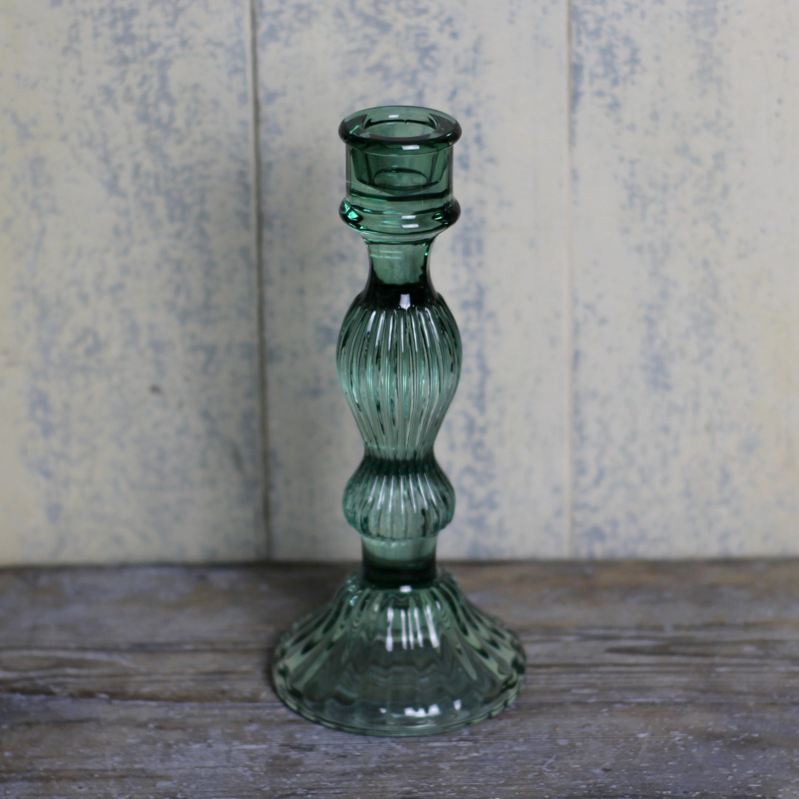 Green Glass Candlestick - Tall - Homeware Store