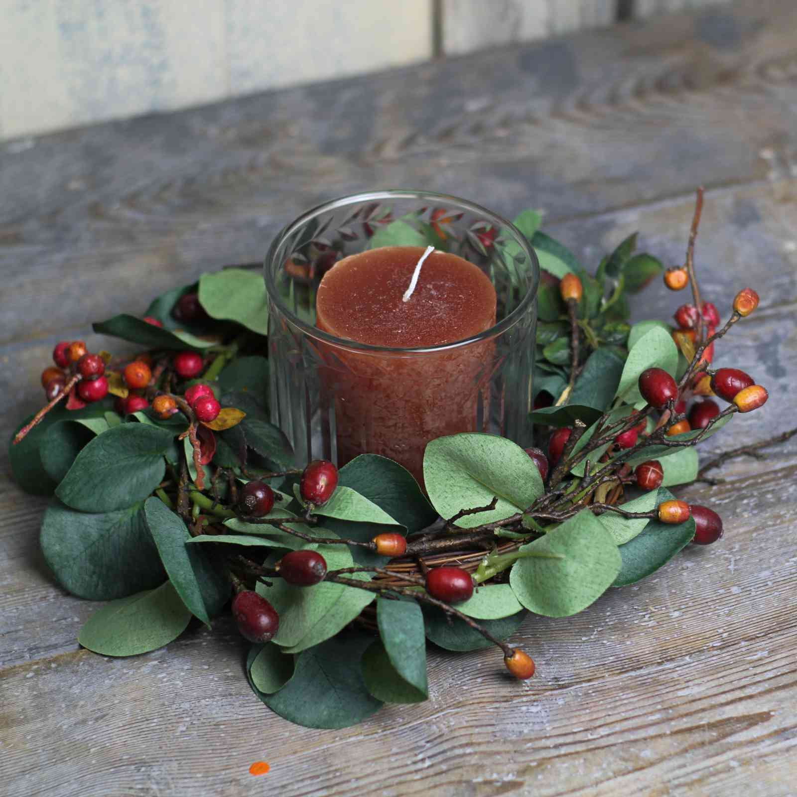 Etched Leaf Hurricane Candle Holder