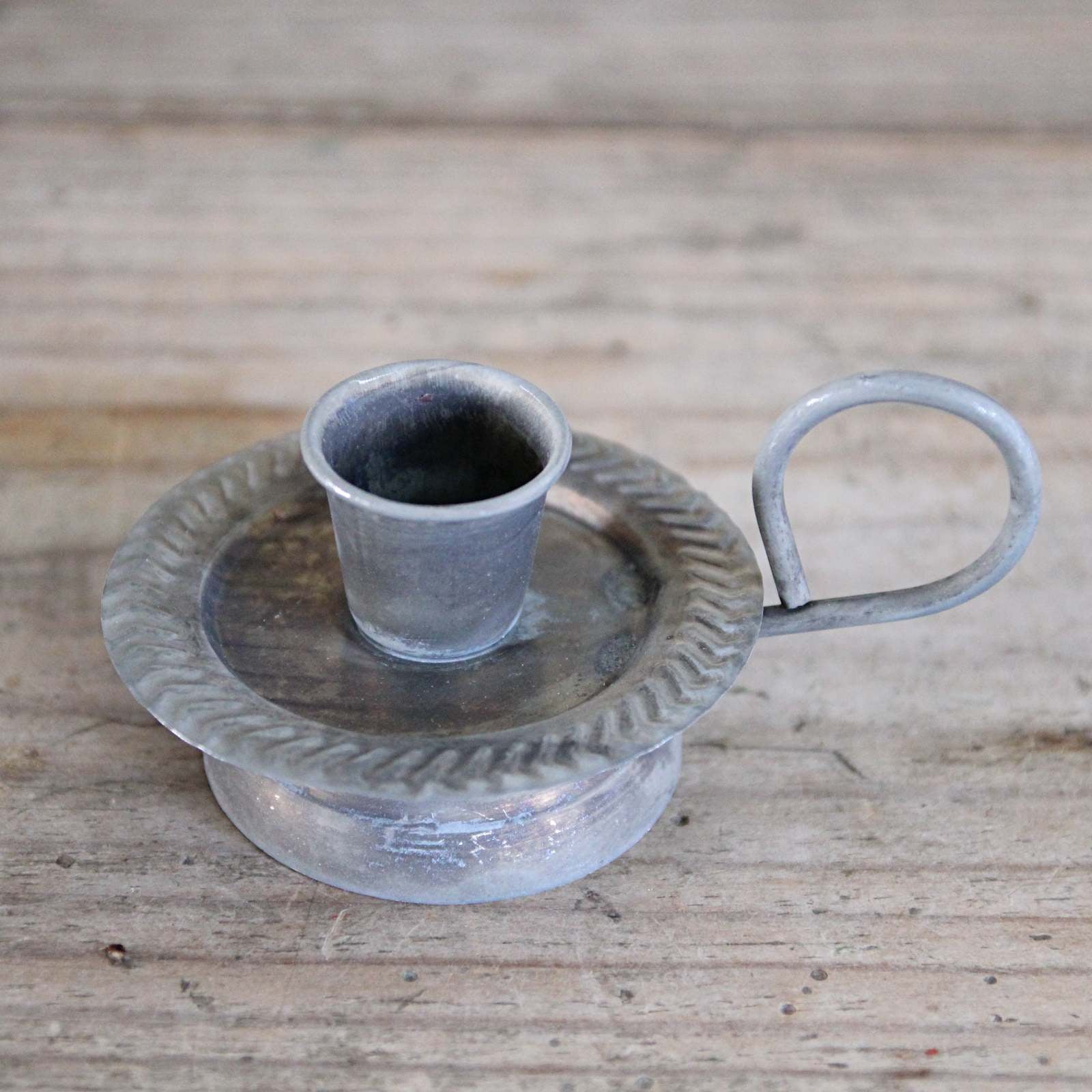 Footed Candle Holder - Antique Zinc