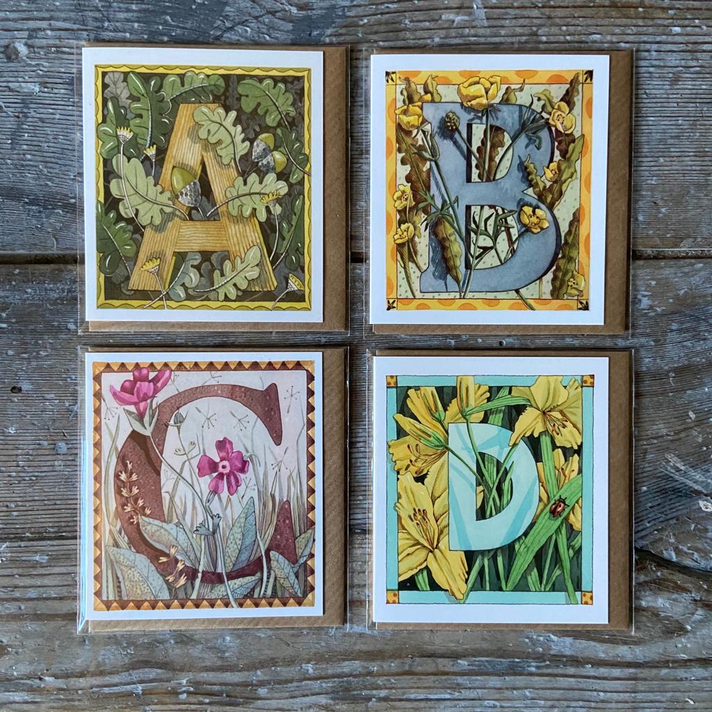 Vintage Card with Botanical Alphabet