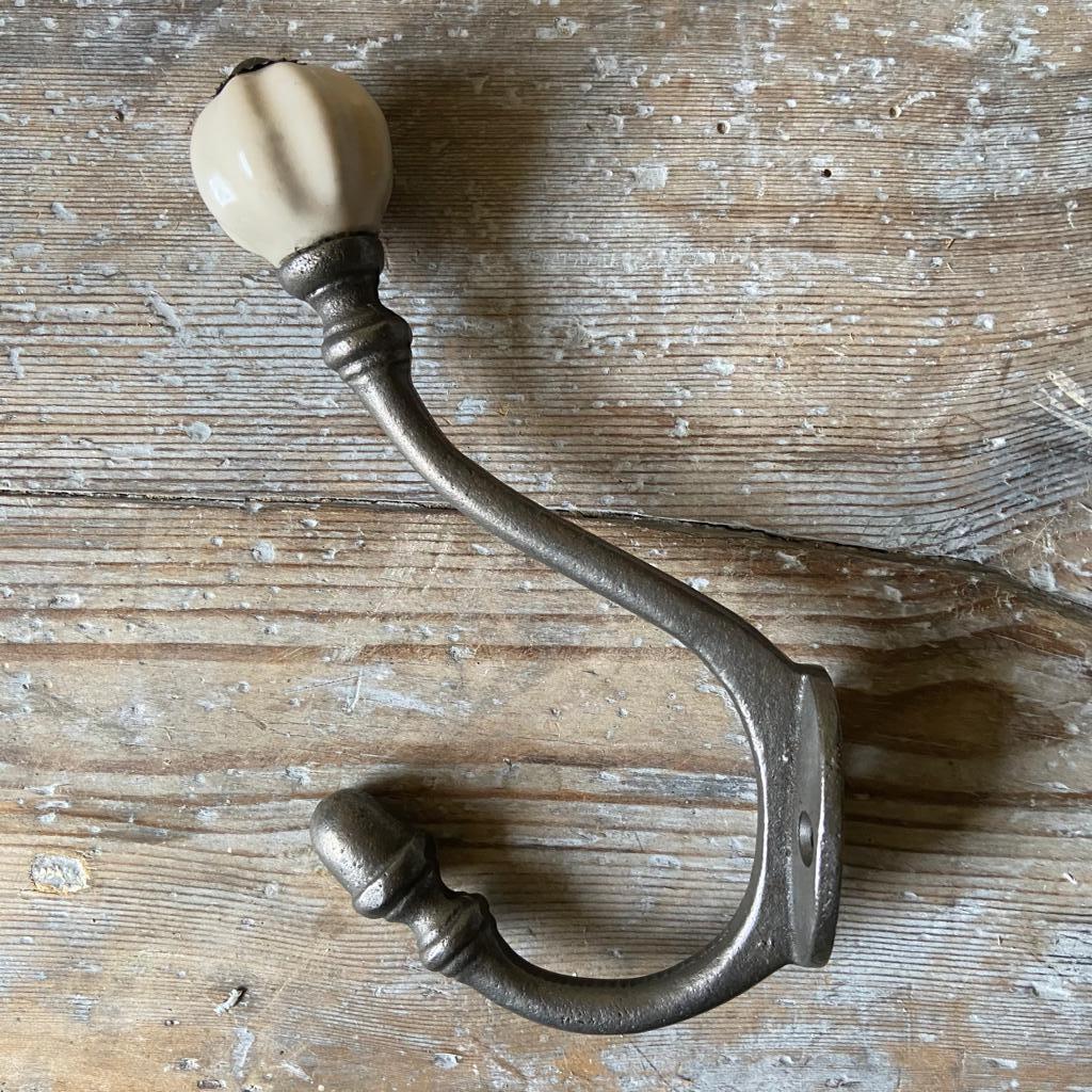 Double Iron Coat Hook - Ceramic Knob - Homeware Store