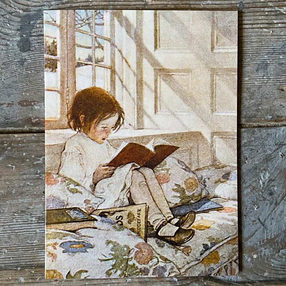 Vintage card ' Picture Books in Winter' by Jessie Wilcox Smith