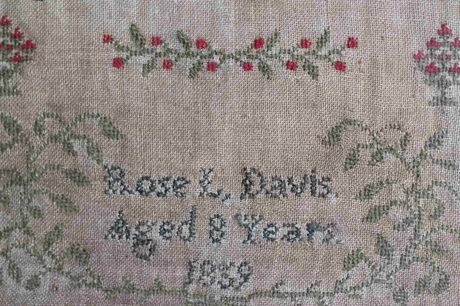 Vintage Framed Sampler  Dated 1859