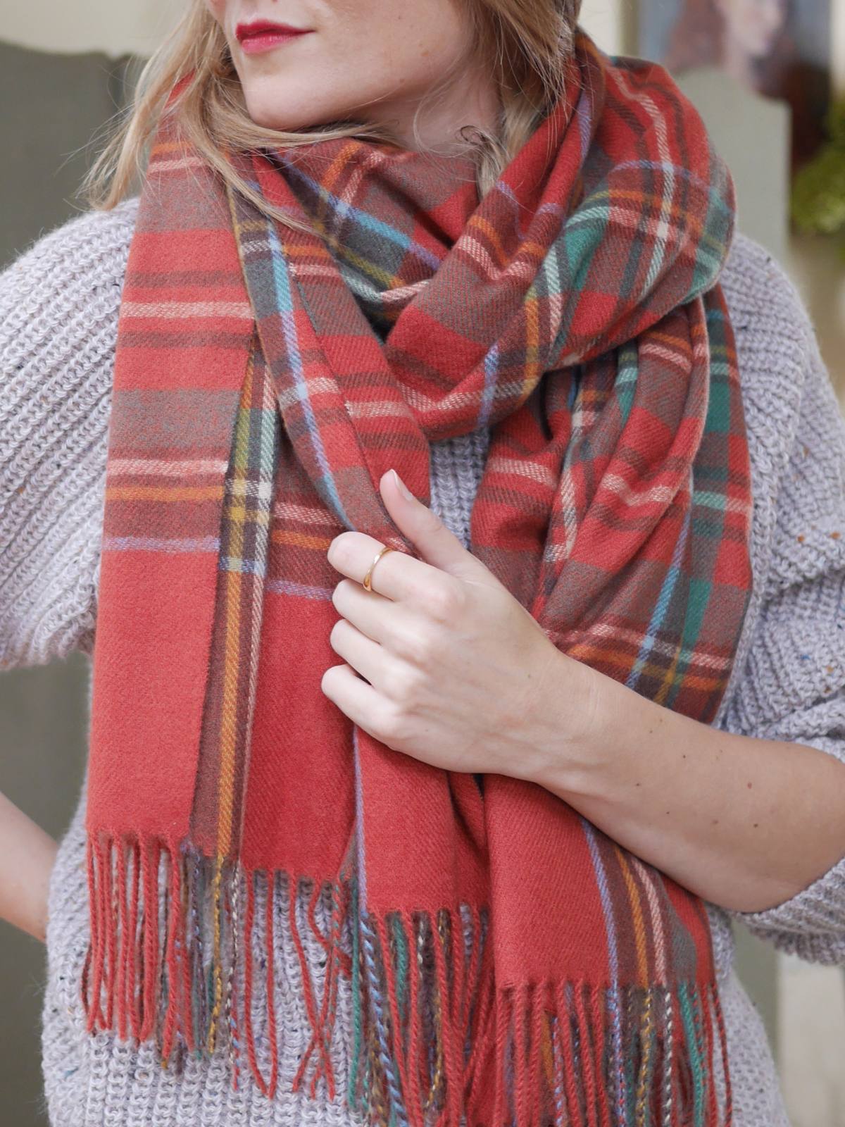 Wool Blend Tartan Scarf