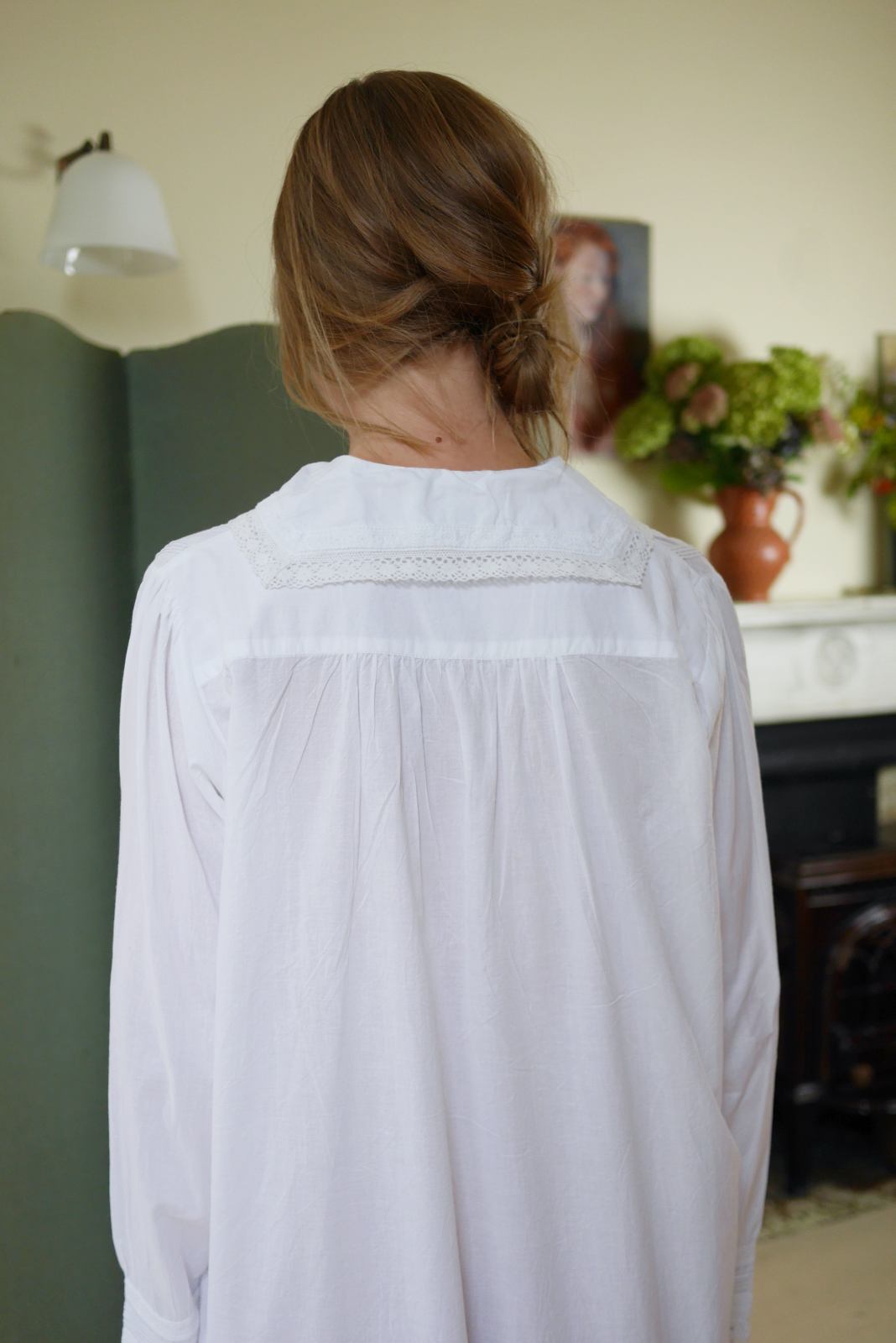 Long Sleeved White Cotton Nightdress