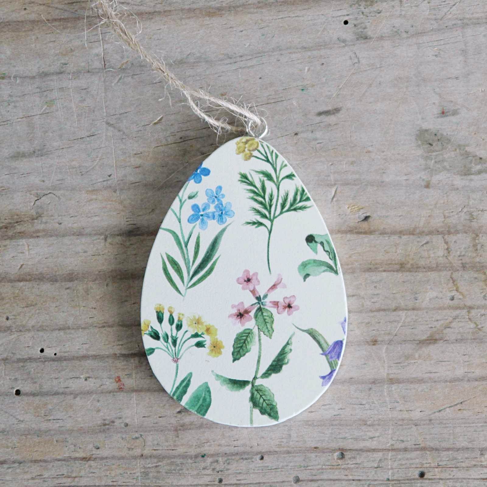 Wood Cut Egg Decoration - Meadow Flowers